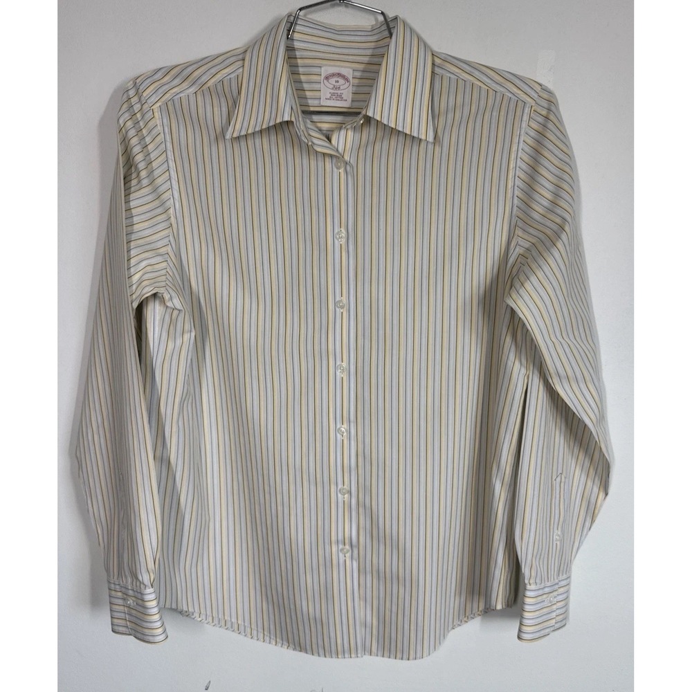 Brooks Brothers Classic Fit Non‎ Iron Long Sleeve Button Up Shirt Womens 10 Work